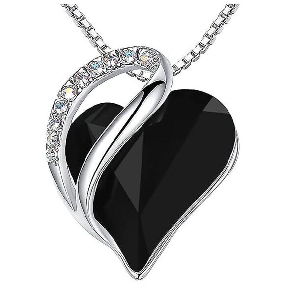 Necklaces for Women, Infinity Love Heart , Protection-Jet Black